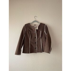 J Jill‎ vegan suede and sherling jacket small